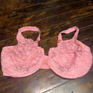 Glamorise pink Front Closure full figure 44DD Lacy sexy Bra